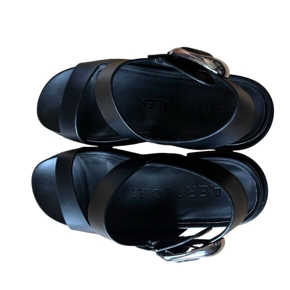Aerosoles Women’s Platform Clarkson Sandals Black Leather Size 7.5M - Picture 5 of 8
